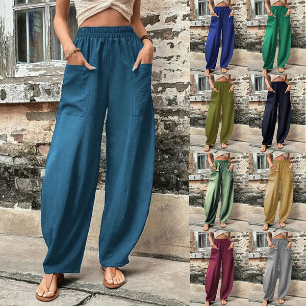 Einfarbige Taschenhose für Damen mit Hose