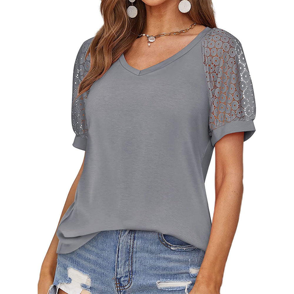 Women's Unique Cool Lace Short-sleeved T-shirt Blouses