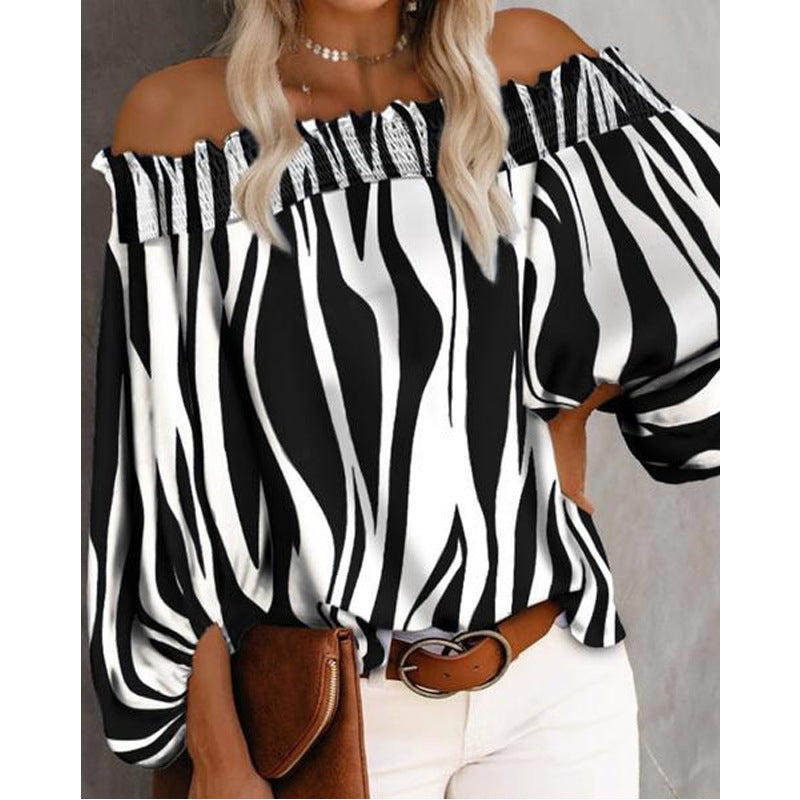Women's Durable Striped Sexy Off-the-shoulder For Blouses
