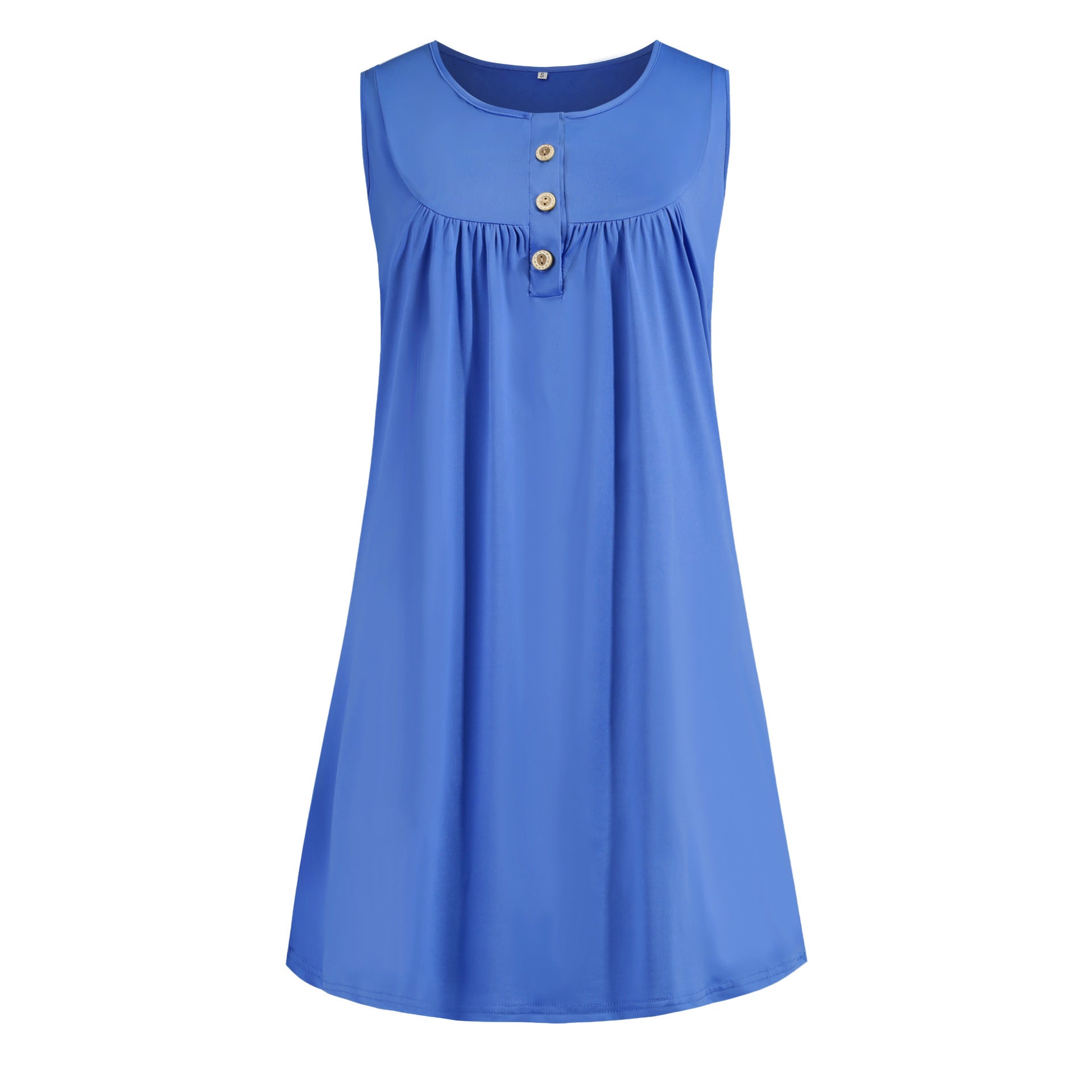 Women's Pajamas Button Pleated Casual Sleeveless Dress Dresses