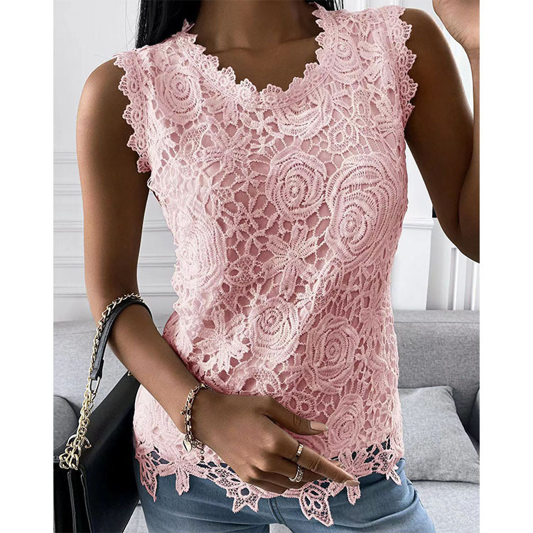 Classy Pretty Women's Summer Lace Shirt Blouses