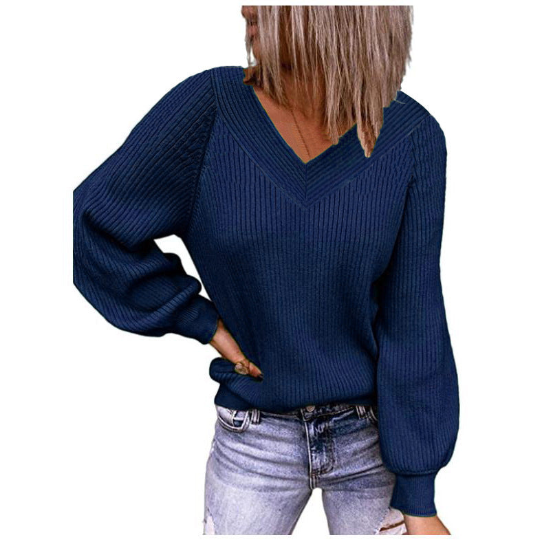 Women's Large Loose Solid Color Pullover Sweaters