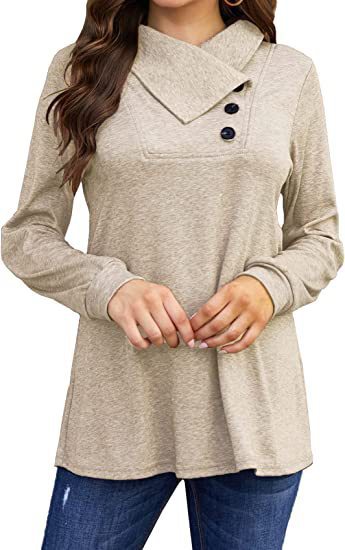 Women's Long Sleeve Solid Color Loose Blouses