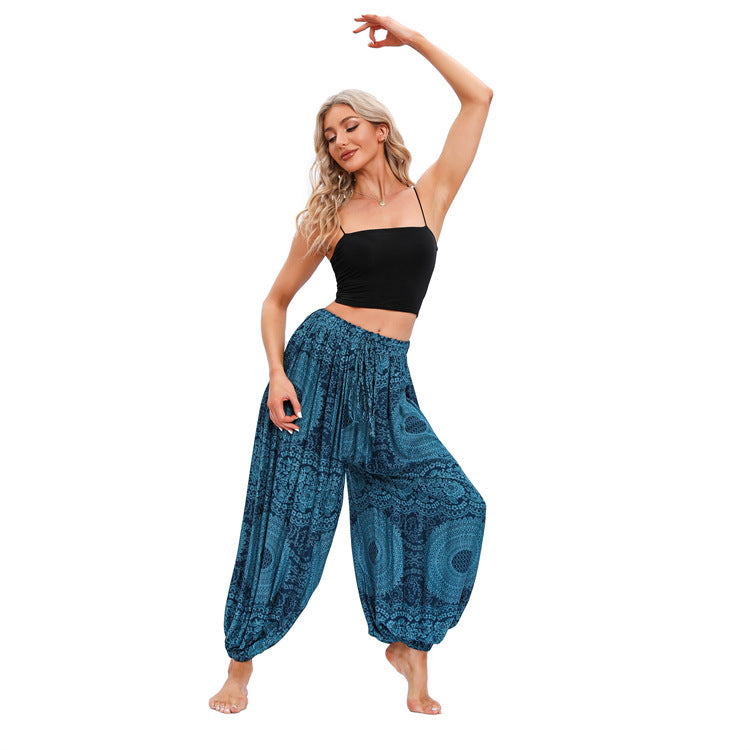Graceful Bohemian Plus-sized Yoga Neutral Bloomers Pants