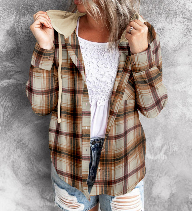 Creative Women's Hooded Breasted Casual Overshirt Sweaters