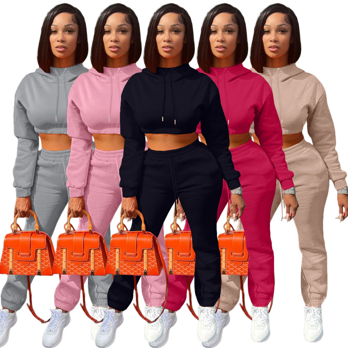 Women's Veet Padded Hooded Sweatshirt Casual Two-piece Suits