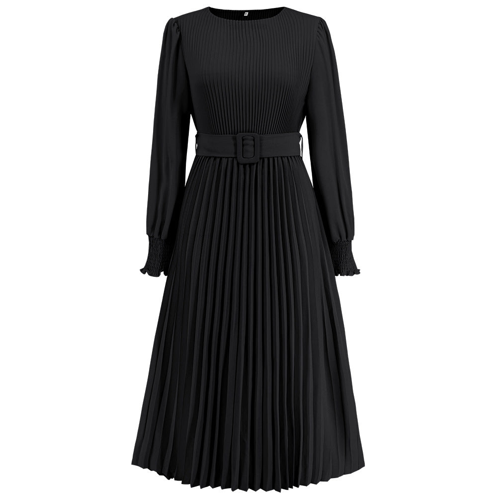 Long Sleeve Pleated A- Line Mid-length Skirts