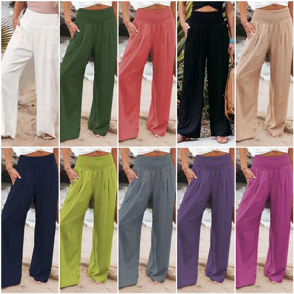 Pantalon ample en lin à jambes larges pour femmes