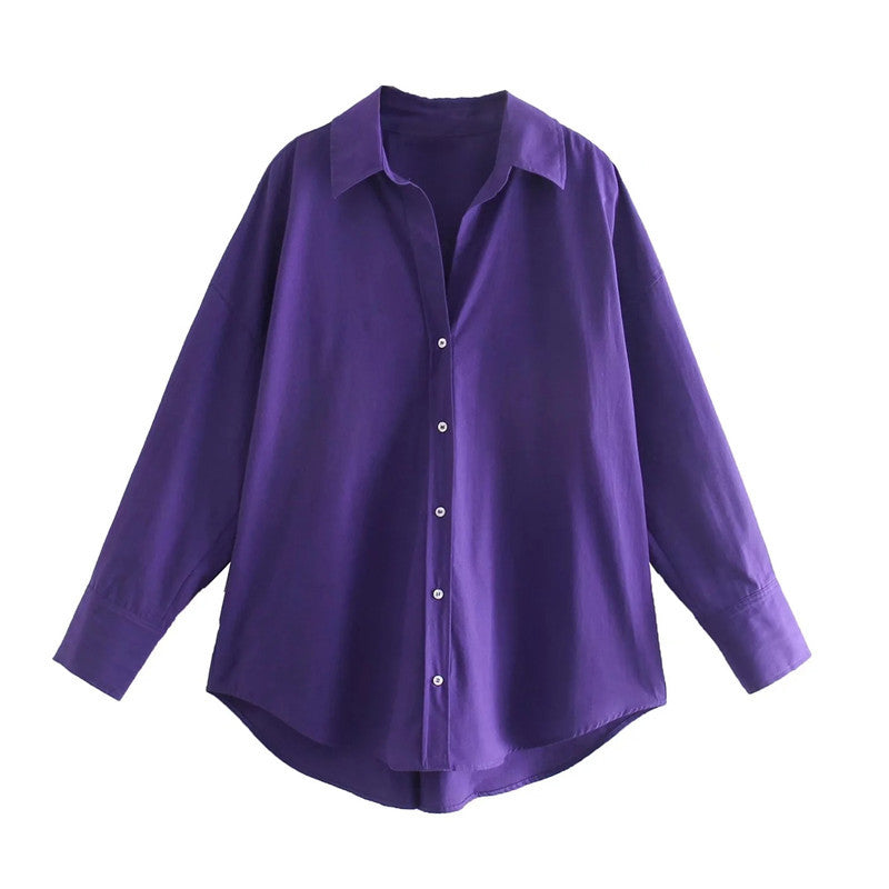 Women's Street Fashion Urban Casual Poplin Shirt Blouses