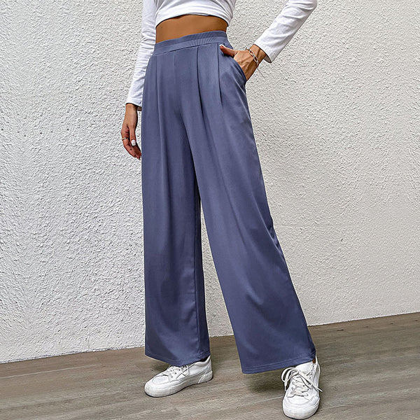 Pantalon Femme Style Déplacement Plissé Jambe Large Pour Pantalon