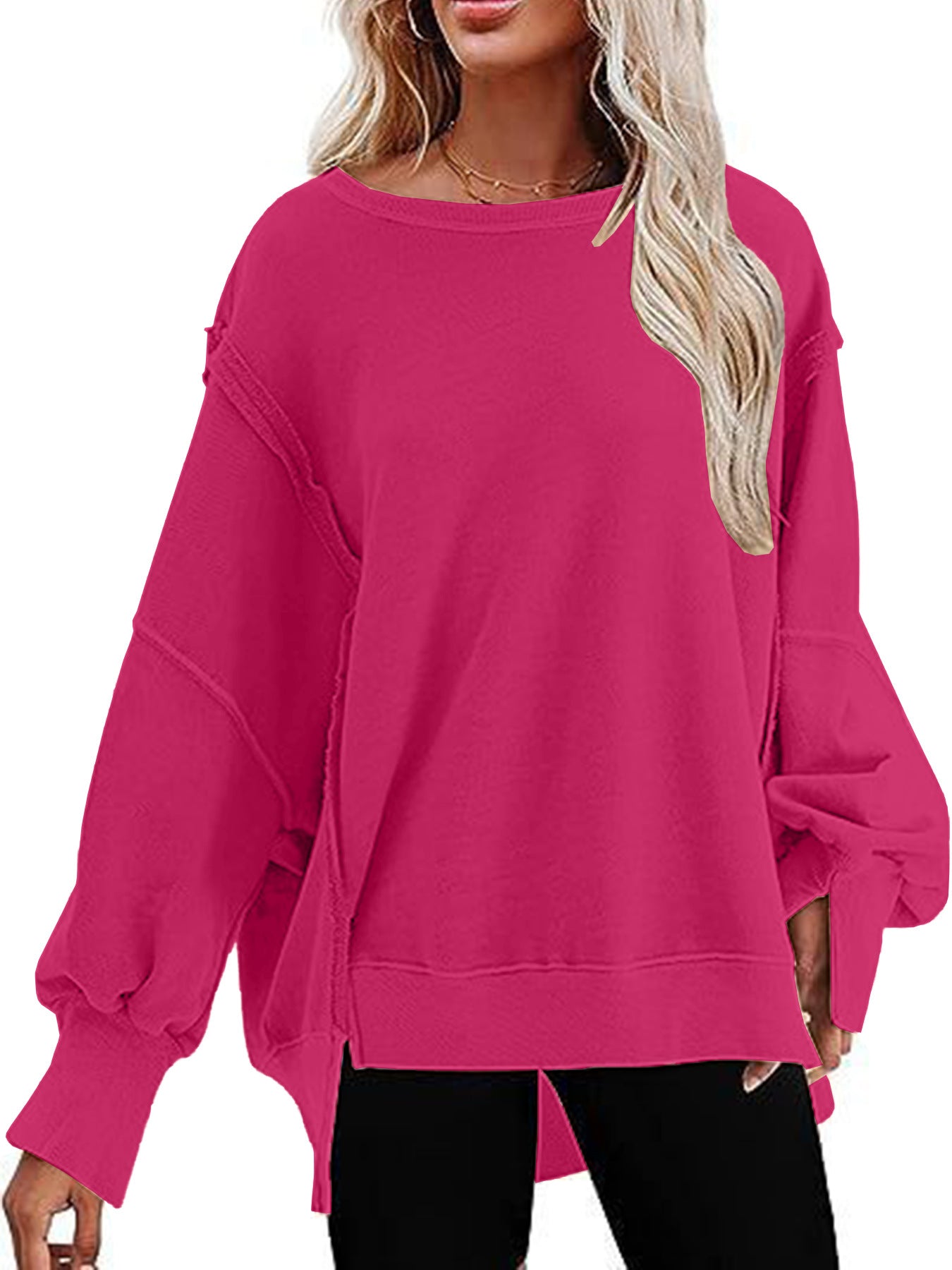 Women's Autumn Solid Color Pullover Round Neck Blouses