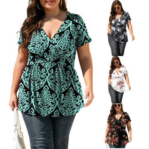 Women's Innovative Popular Slouchy Printed T-shirt Plus Size