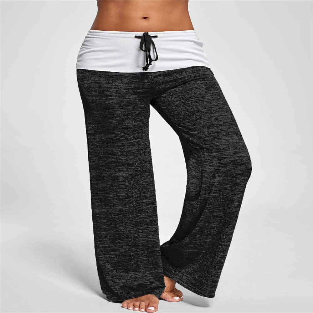 Women's Yoga Sports Stitching Trousers Casual Wide-leg Pants