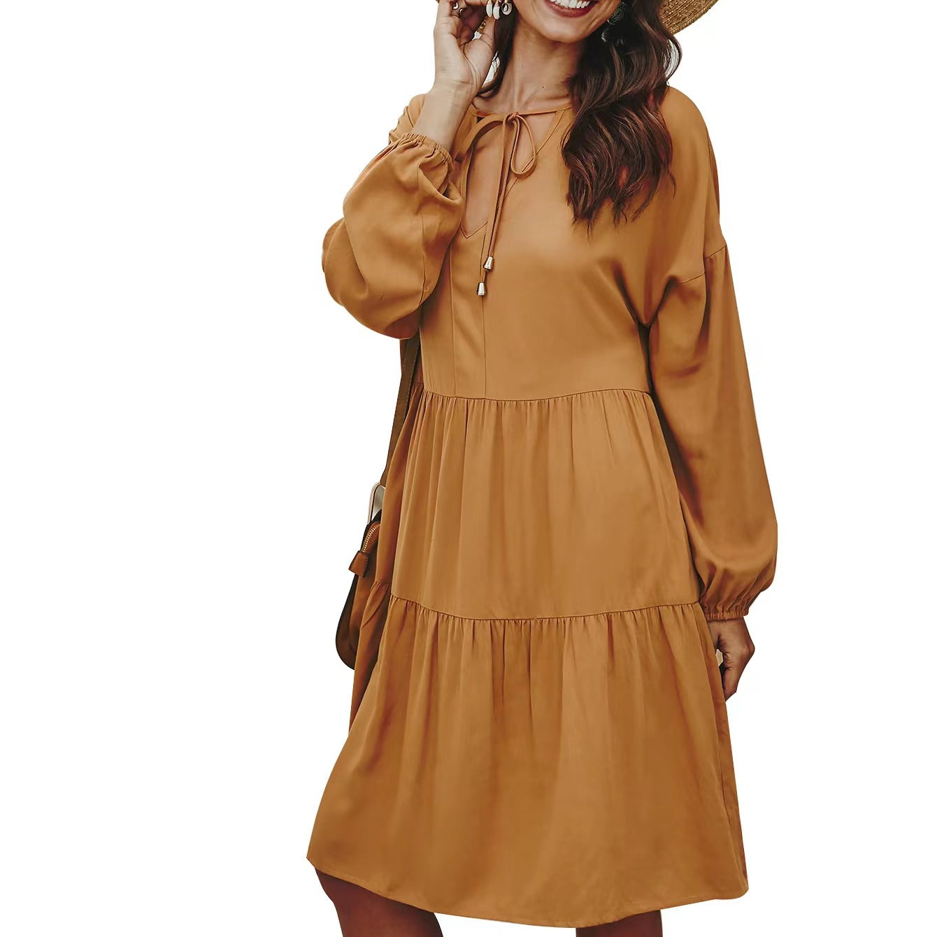 Sleeve High Waist Loose Solid Color Dresses