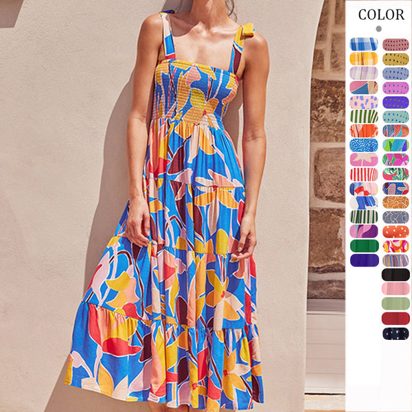 Women's Commuter Sleeveless Hot Printed Long Strap Dresses