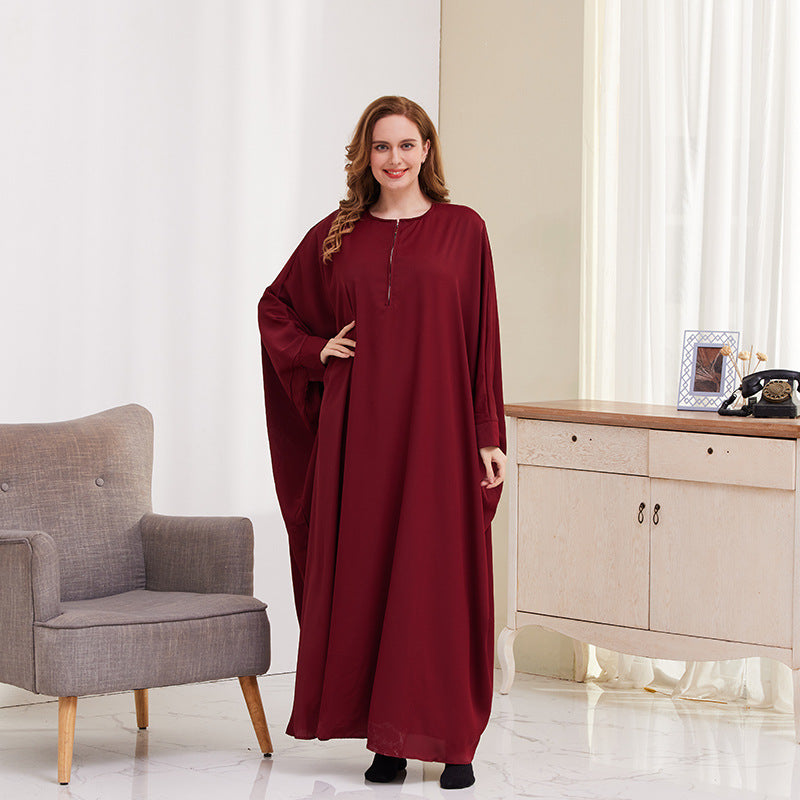 Large Swing Solid Color Batwing Sleeve Dresses