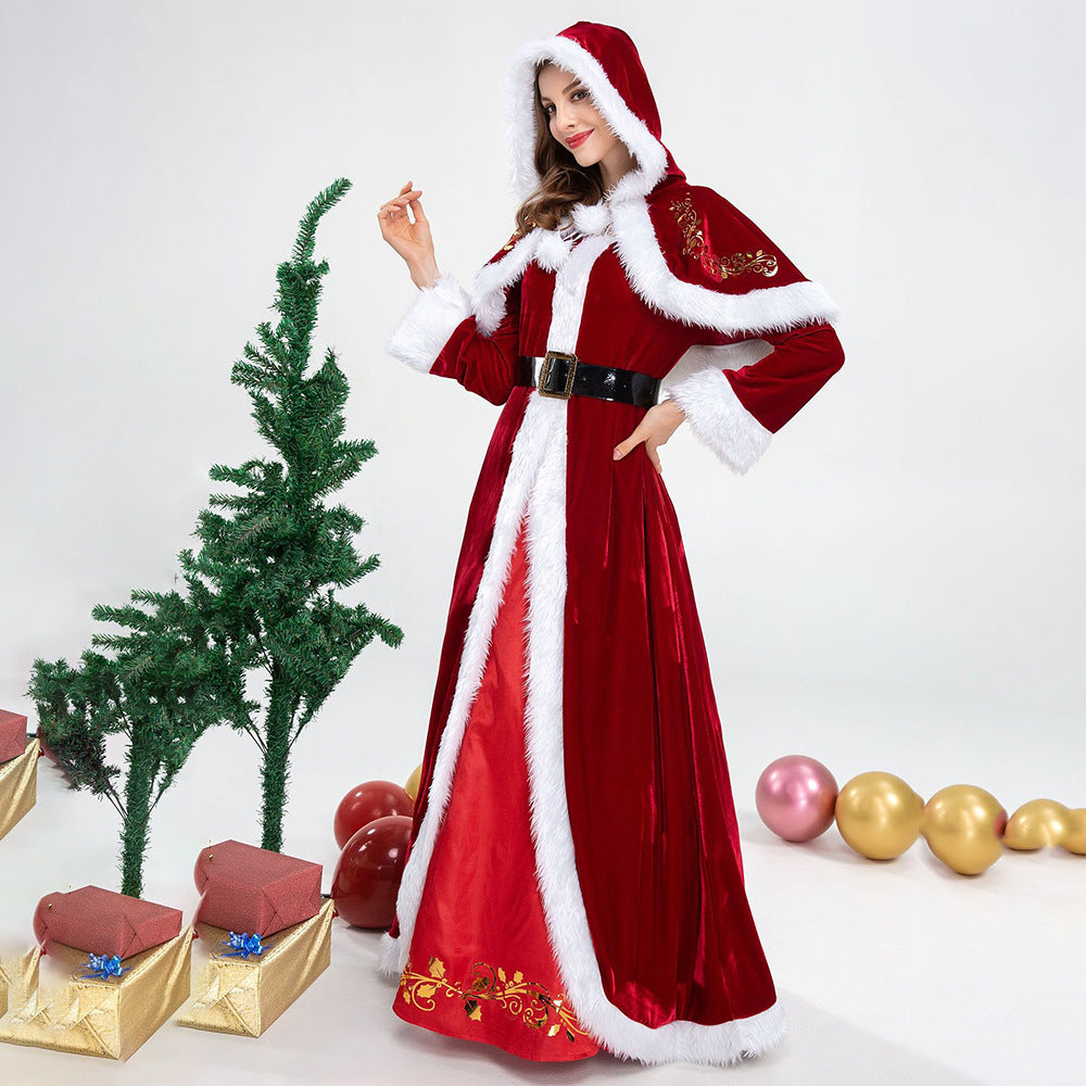 Clothes Santa Claus Adult Female Red Costumes