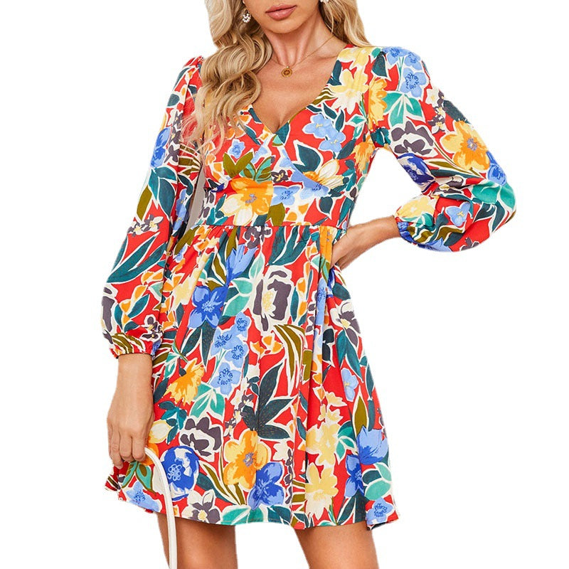 Abstract Printing Slim Fit Fashion Casual Dresses