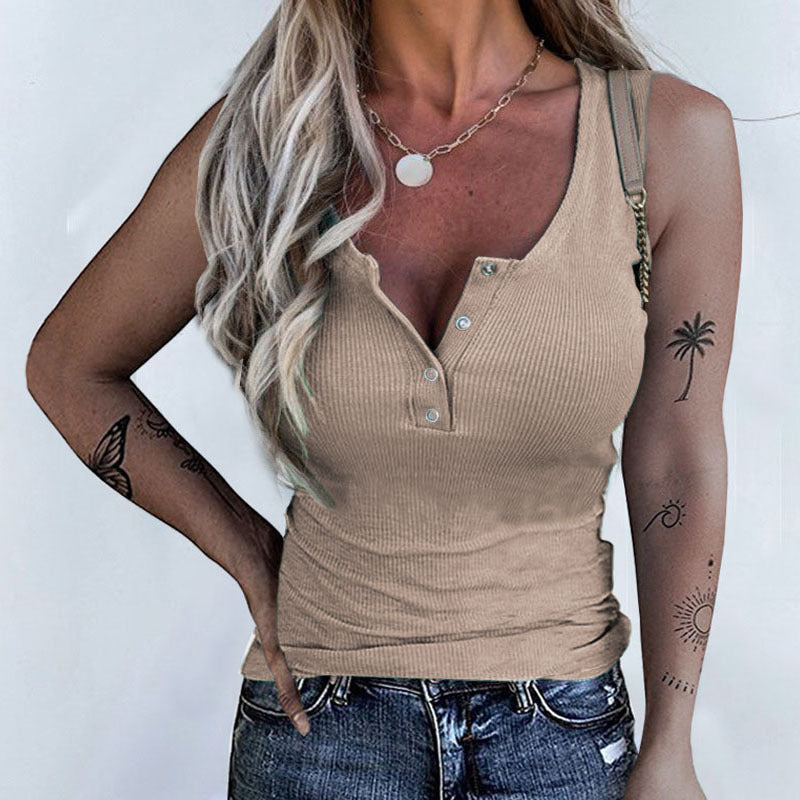 Trendy Casual Women's Button Slim T-shirt Blouses