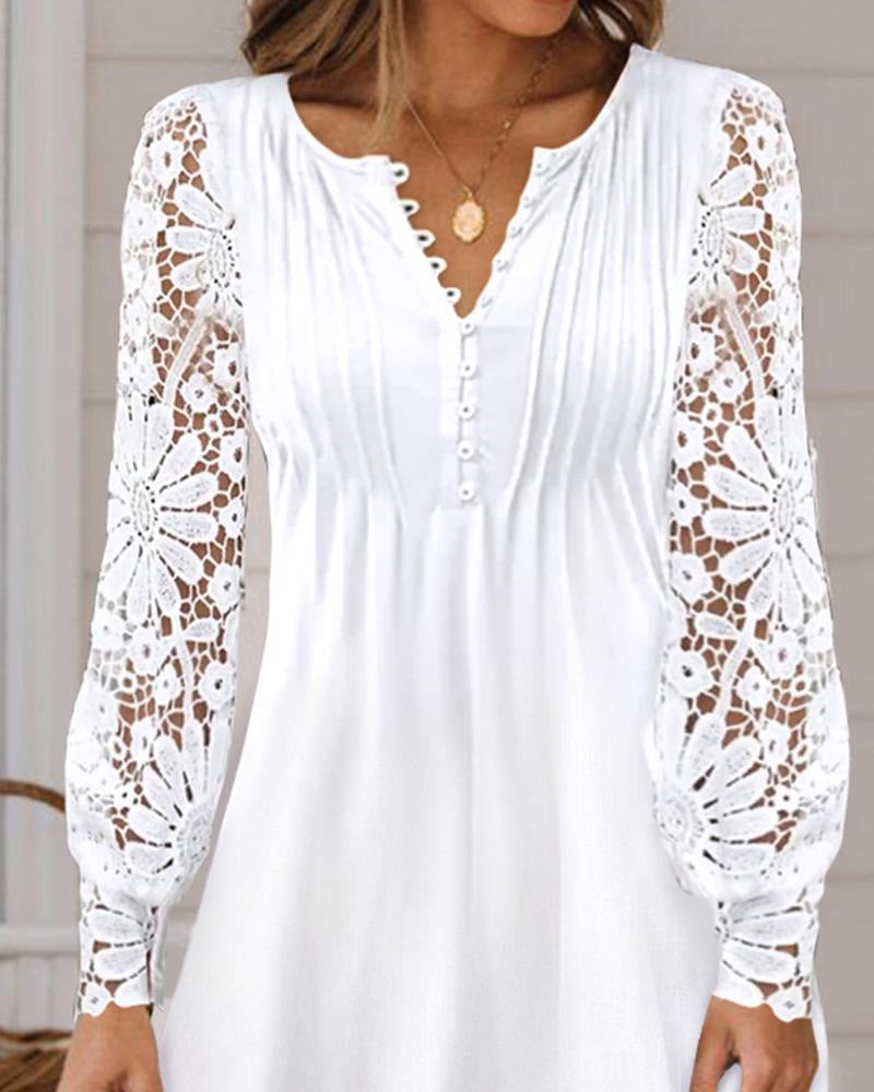 Women's Fashion Lace Long Sleeve Dress Dresses