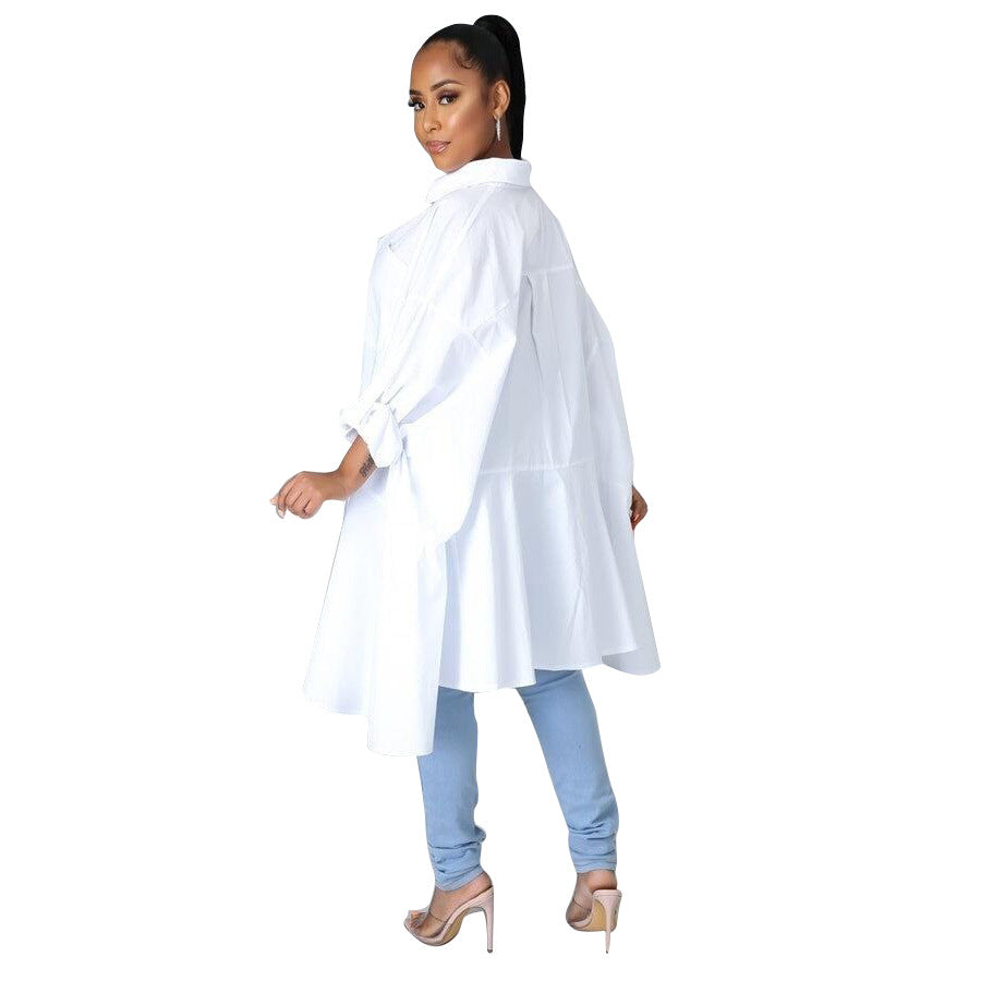 Women's Fashion Casual Sleeve Irregular Shirt Dress Dresses