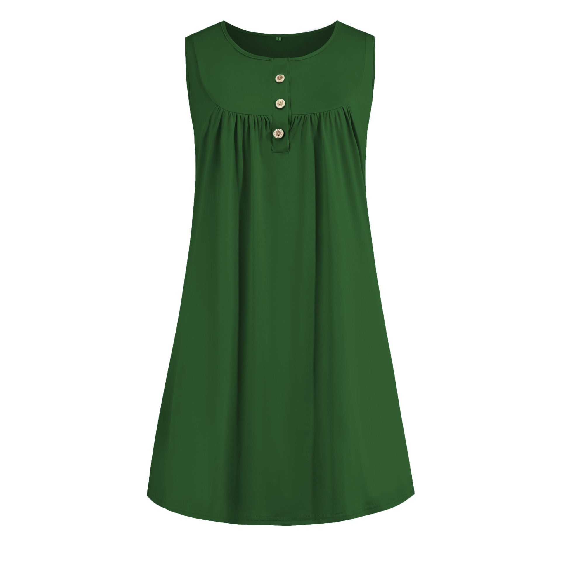 Women's Pajamas Button Pleated Casual Sleeveless Dress Dresses