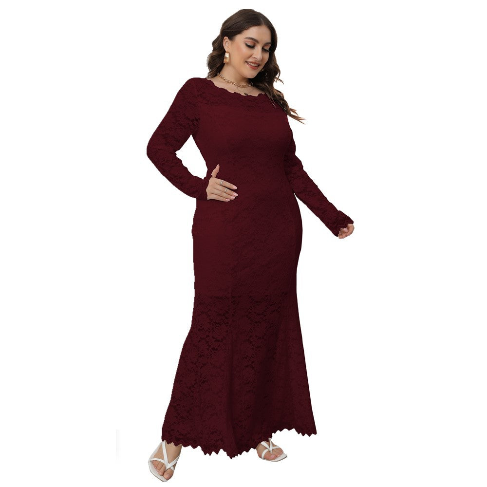 Women's Hollow Lace Fishtail Long Dress Dresses
