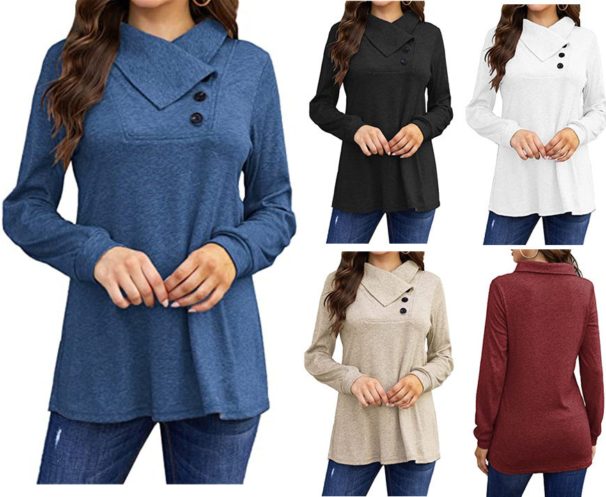 Women's Long Sleeve Solid Color Loose Blouses