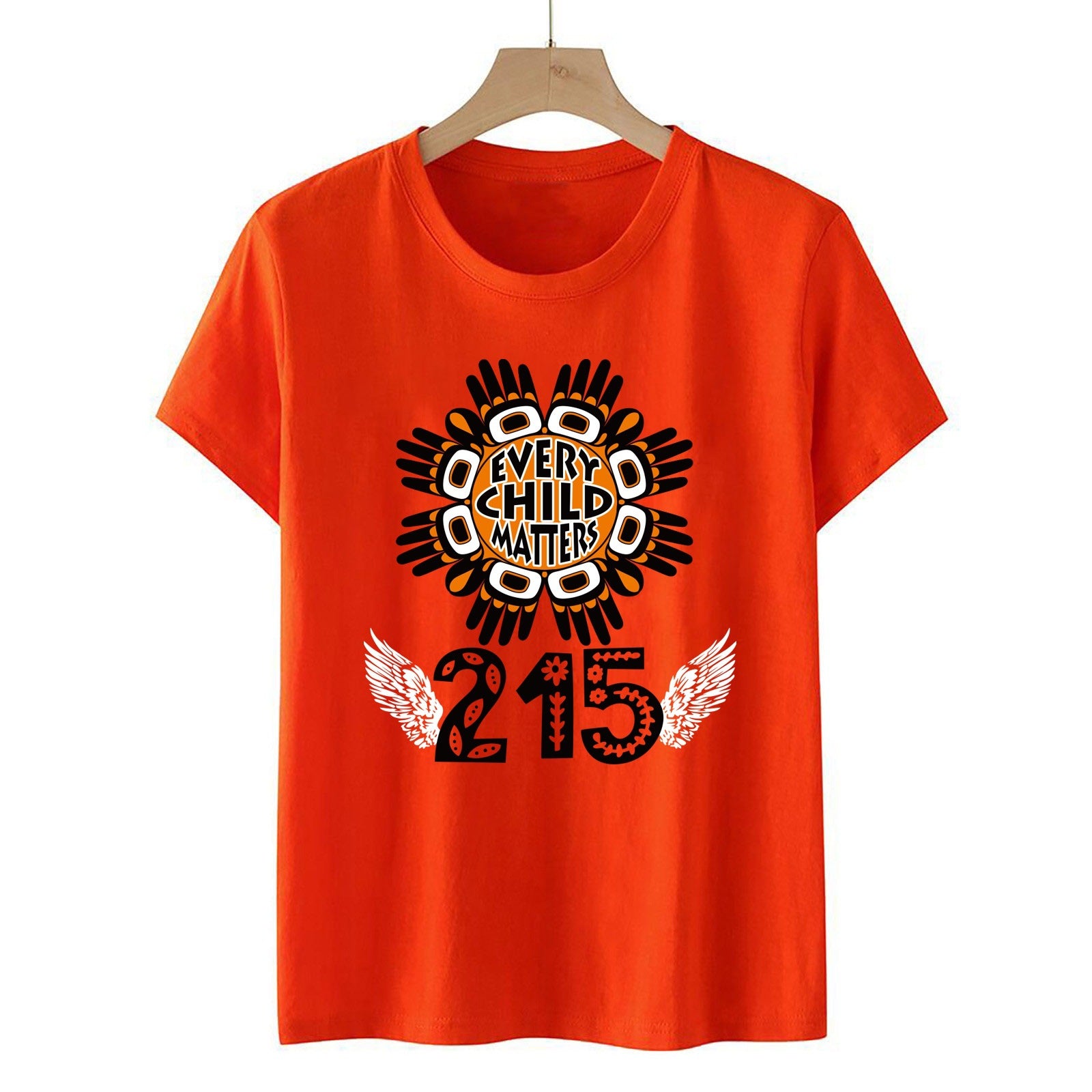 Orange T-shirt European Every Very Important Palm Blouses