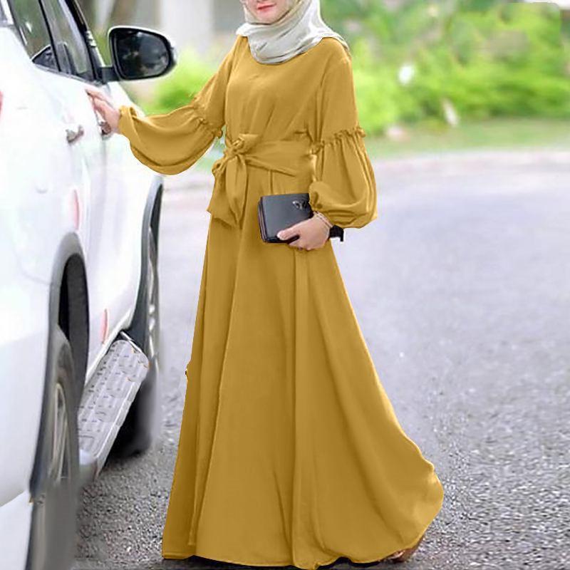 Women's Robe Dress Solid Color Long Sleeve Dresses