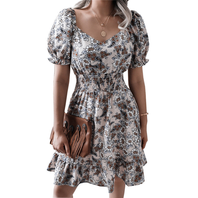 Women's Comfortable Elegant Popular Printed Ruffle Dresses