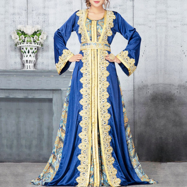 Printed Woman Muslim Robe Long Dress Dresses