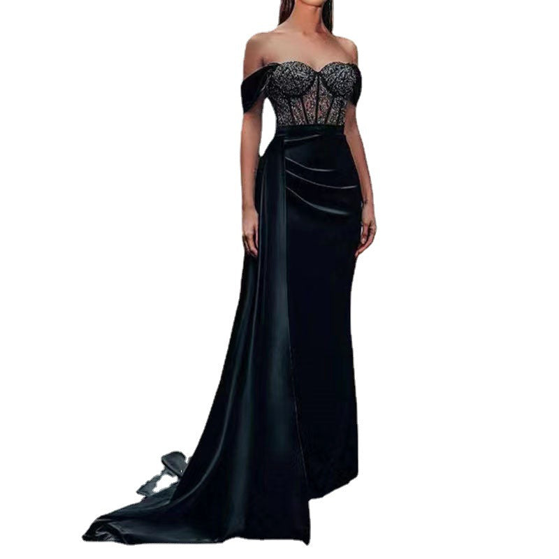 Women's Tube Sexy Banquet Off-neck Fishtail Slit Dresses