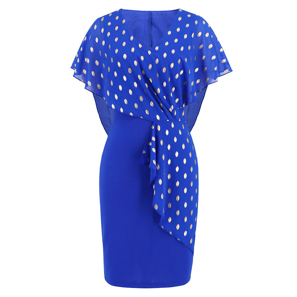 Women's Summer Polka Dot Printed V-neck Hip Dresses