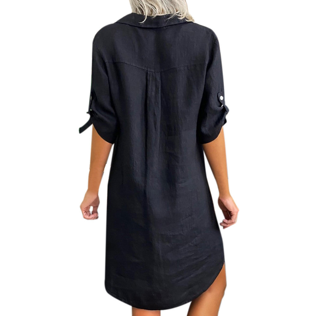 Women's Summer Rayon Short-sleeved Shirt Dress Dresses