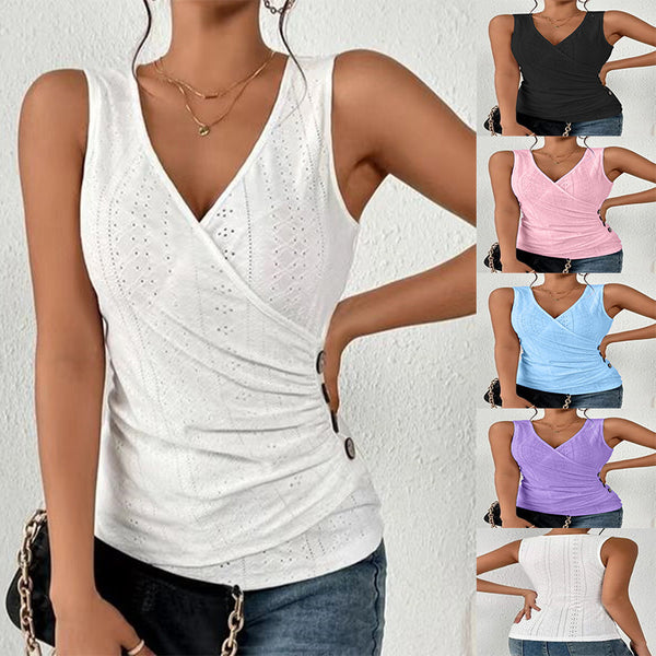 Women's Sexy Slim-fit Solid Color V-neck Short-sleeved Blouses