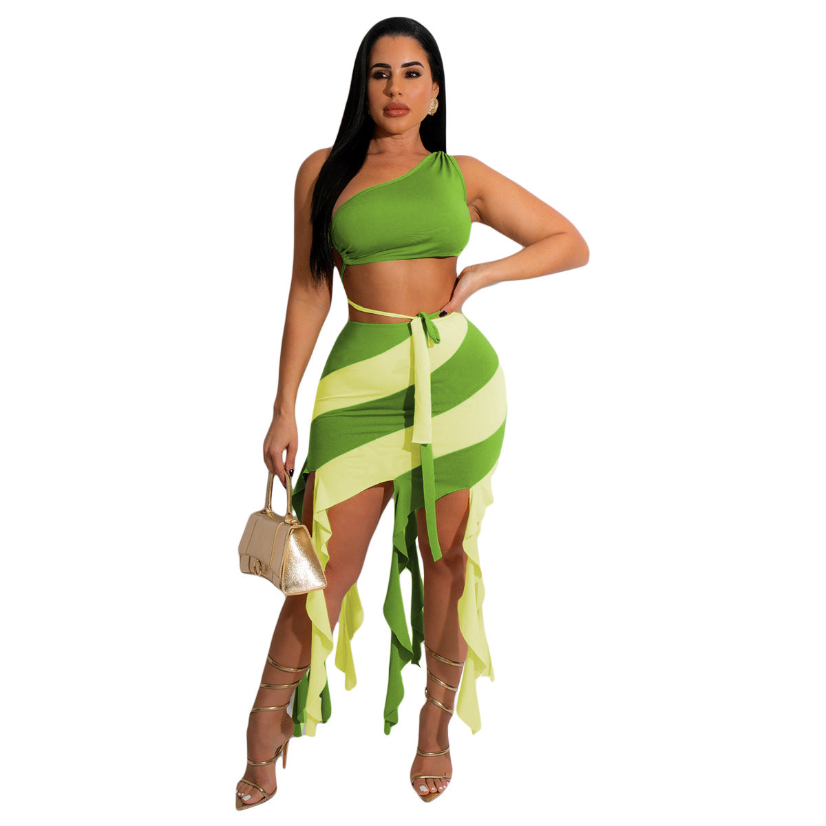 Women's Color Tassel Sexy Two-piece Summer Stitching Suits