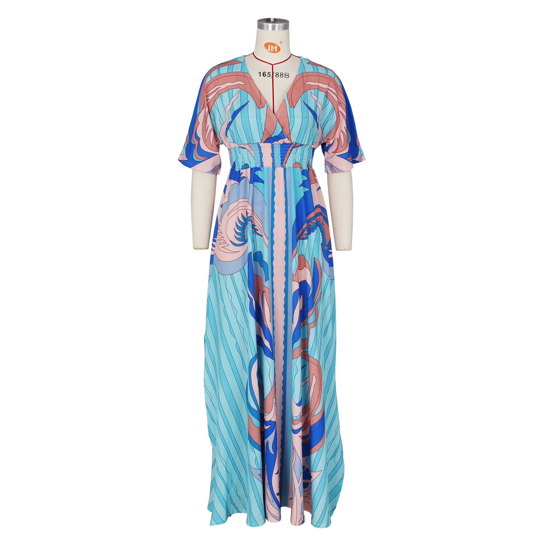 Women's Summer Fashion Casual Printed Butterfly Sleeve Large Dresses