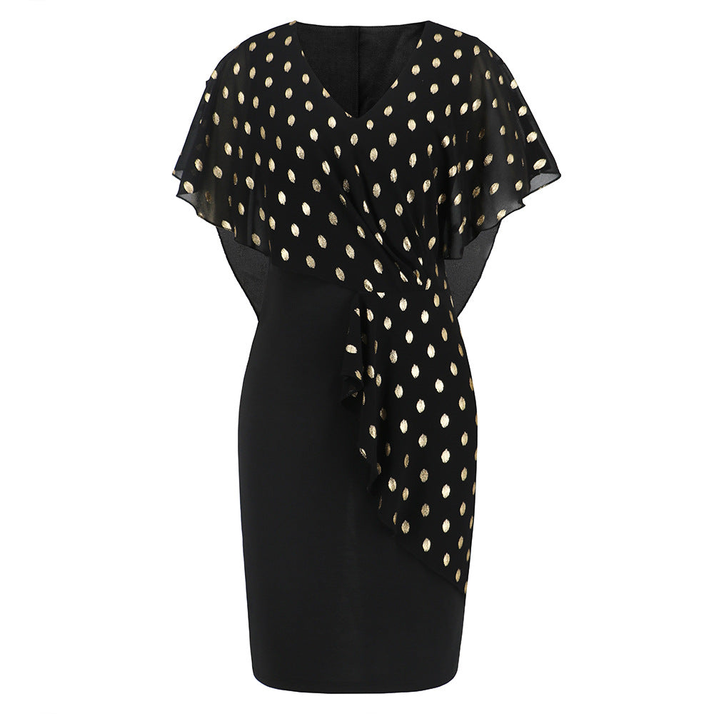 Women's Summer Polka Dot Printed V-neck Hip Dresses