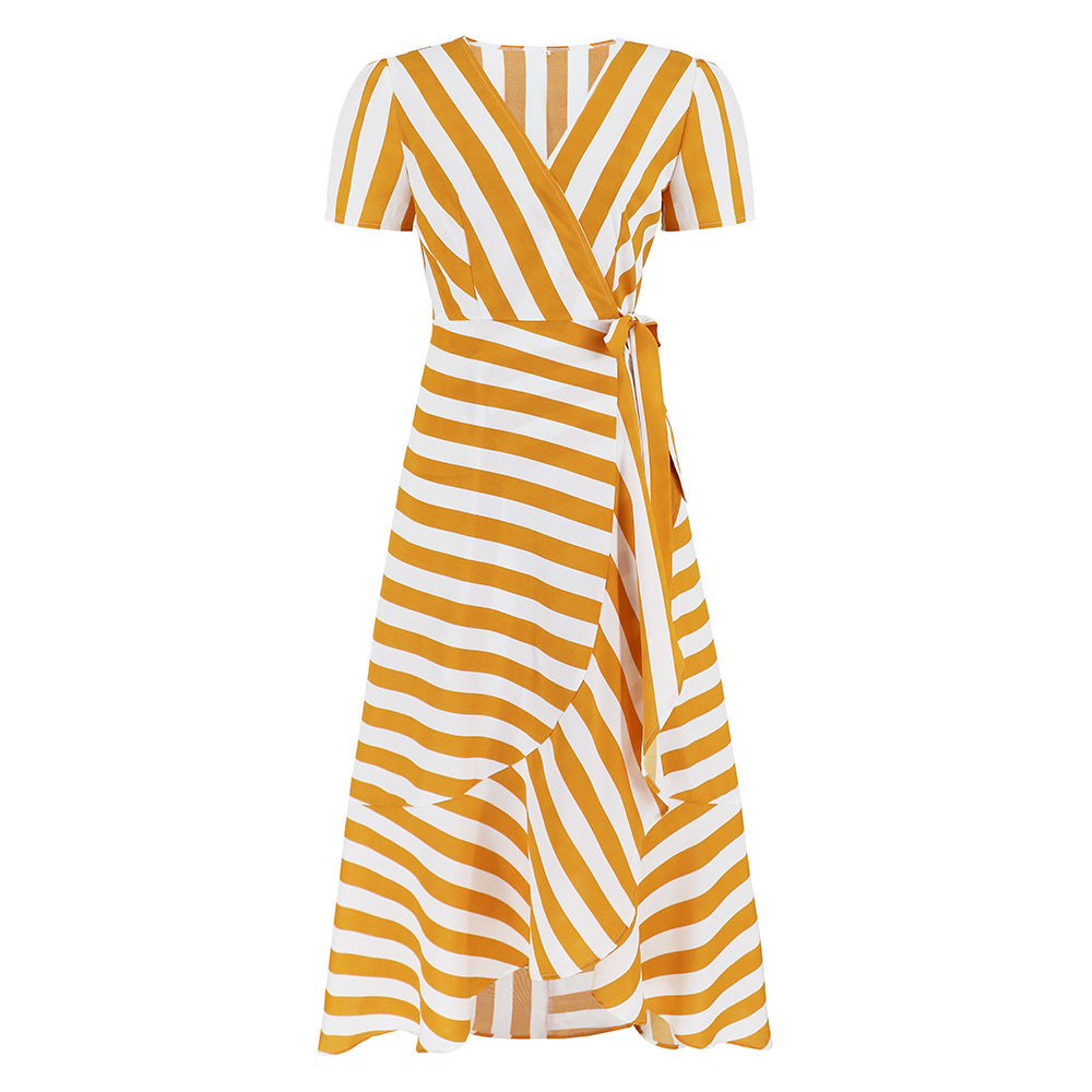 Women's Slim-fit Elegant Striped Large Swing Summer Dresses