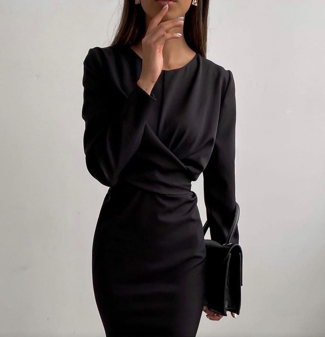 Women's Sleeve Autumn French Retro Waist-controlled Slim Dresses