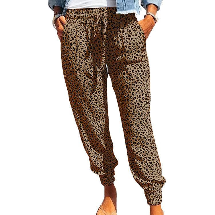 Women's Summer Trousers Loose Leopard Print Printed Pants