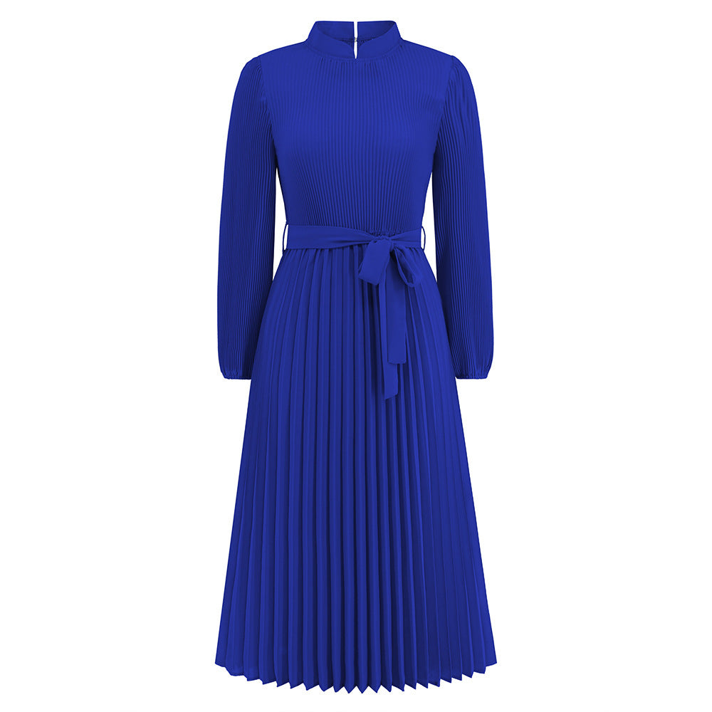 Women's Elegant Dress Stand Collar Puff Sleeve Dresses