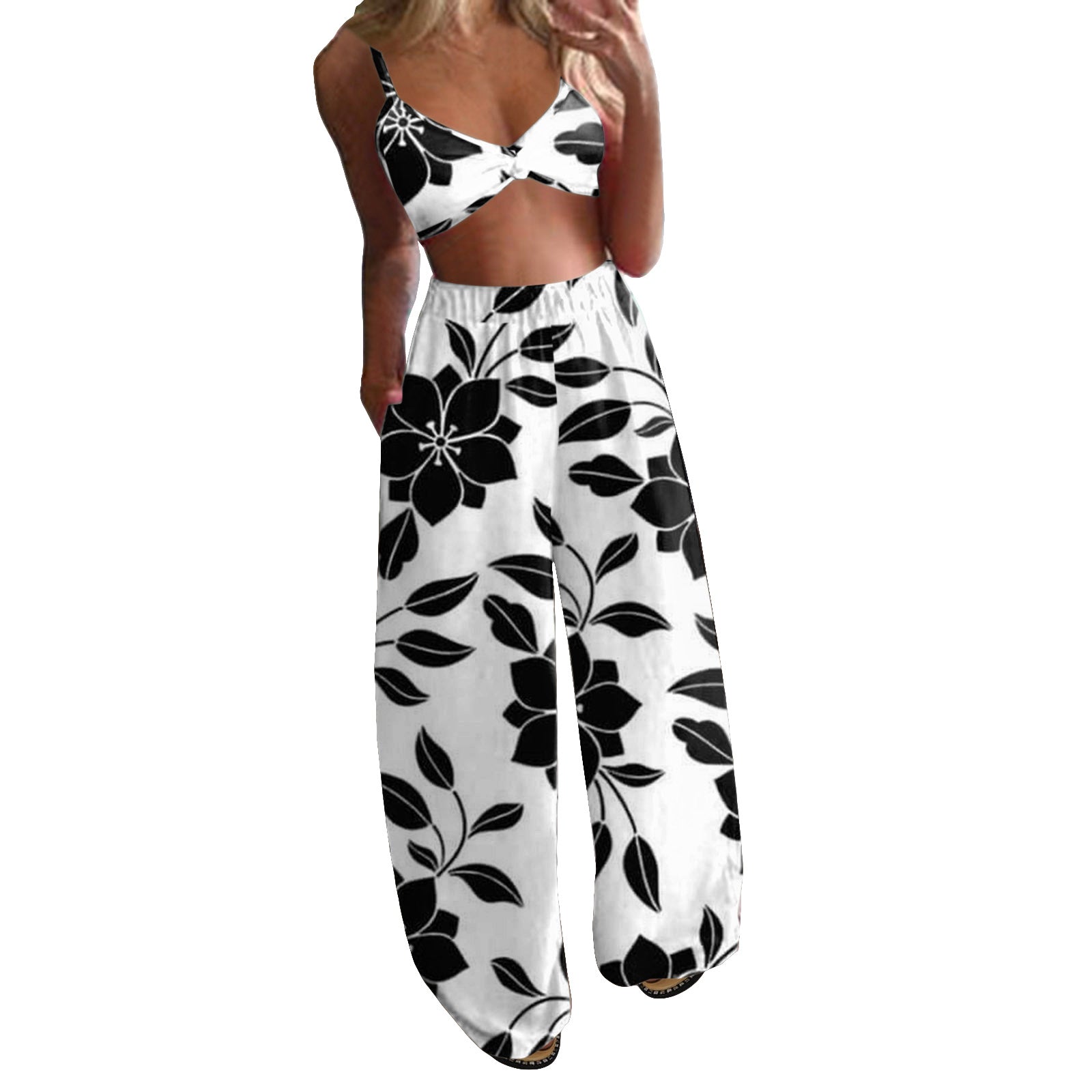 Women's Printed Sexy Tube Loose Wide Leg Suits