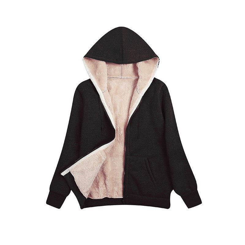 Women's Winter Warm Berber Fleece Pocket Hooded Coats