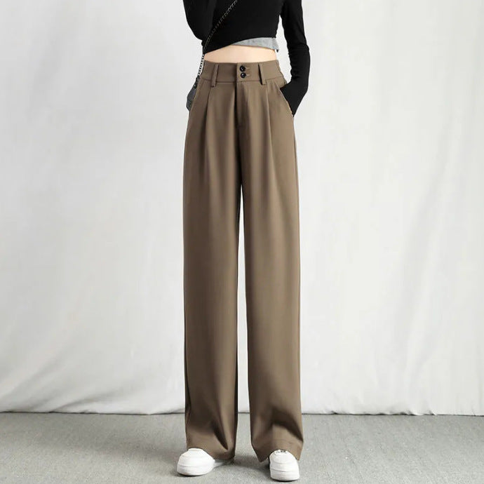Women's High Waist Loose Slimming Straight Casual Pants