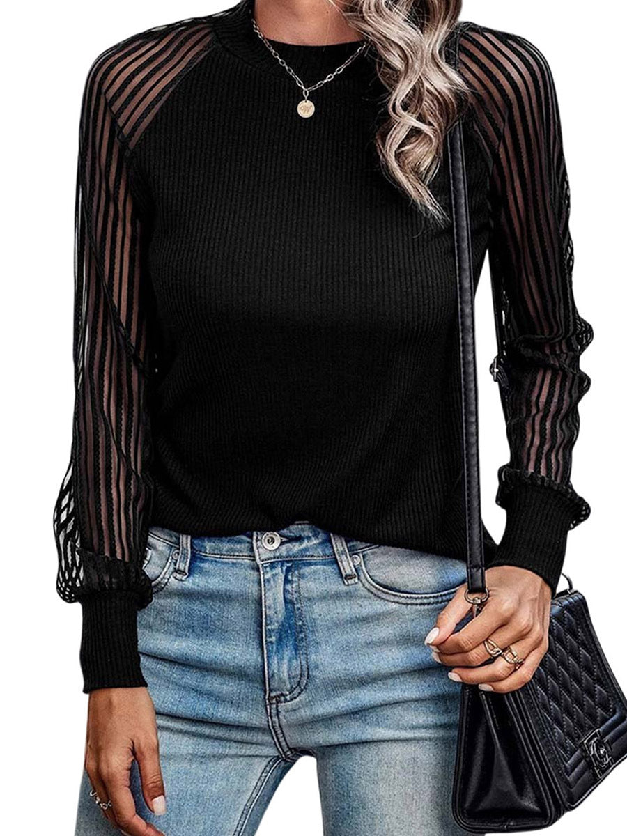 Women's Thread T-shirt Gauzy Stitching Base Blouses