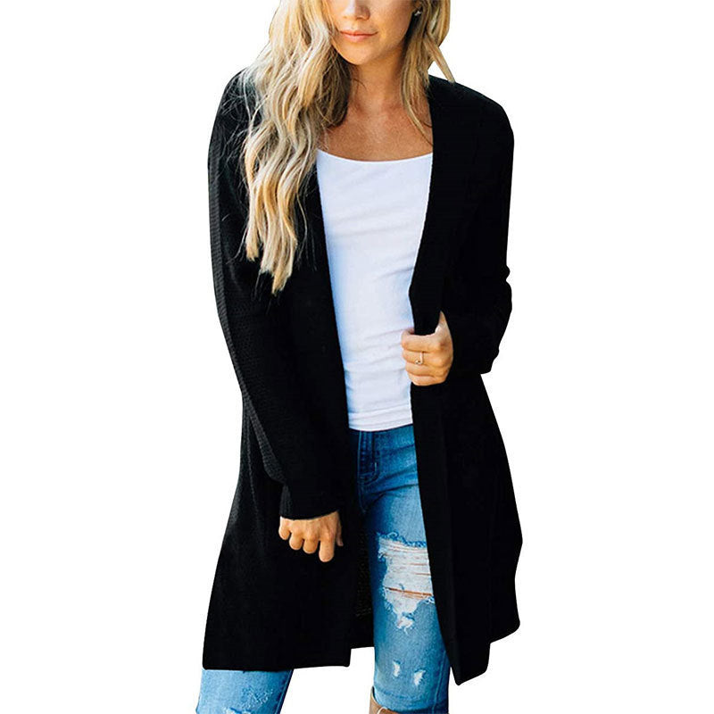 Women's Solid Color Long Sleeve Front Hooded Coats