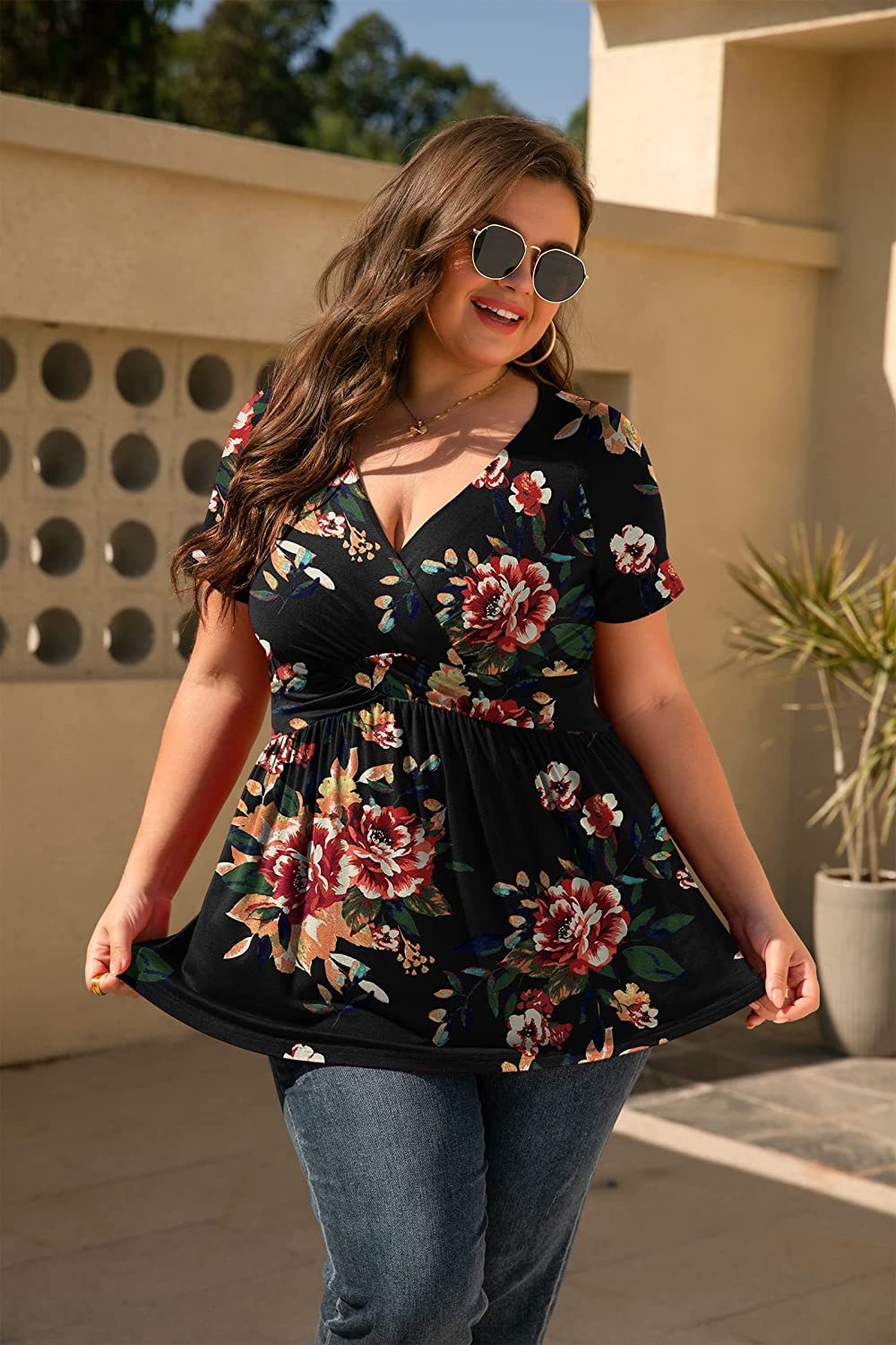 Women's Innovative Popular Slouchy Printed T-shirt Plus Size