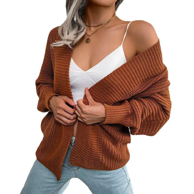 Women's Batwing Long Sleeve Loose Knitted Sweaters